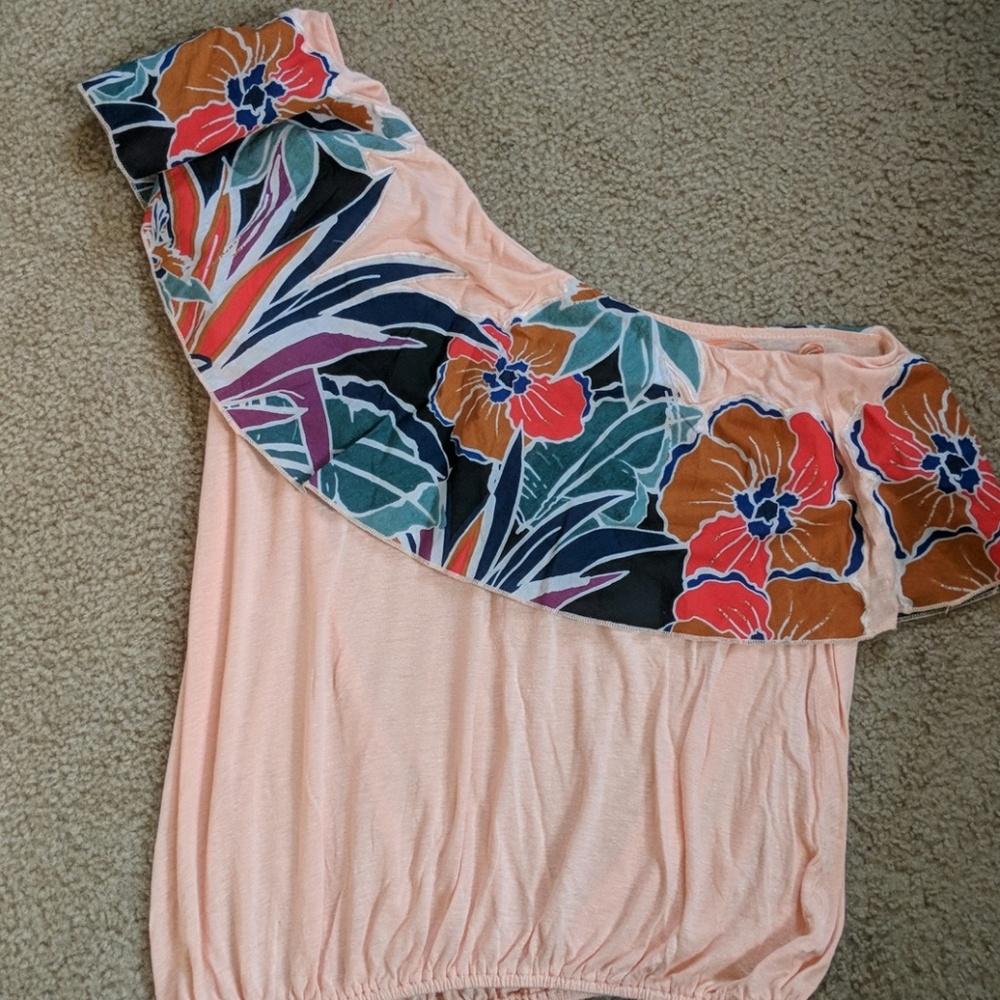 Free People one shoulder peach top